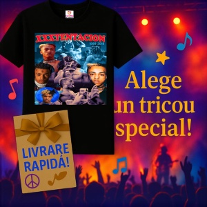 Tricou xxxtentacion albastru colaj, muzica Hip-Hop / Trap, Dama | Barbat | Copii, Culoare Negru - Img 7