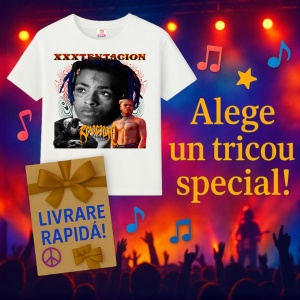 Tricou xxxtentacion black gold, muzica Hip-Hop / Trap, Dama | Barbat | Copii - Img 7