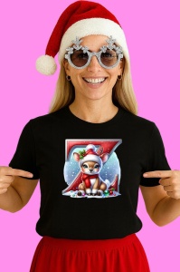 Tricou Z Litera Craciun Cu Ren Si Fulgi, din bumbac 100% Copii | Dama | Barbat - Img 2