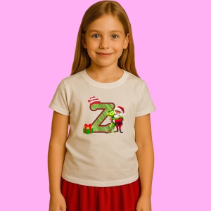 Tricou Z Litere Craciun Cu Mos Si Grinch, din bumbac 100% Copii | Dama | Barbat