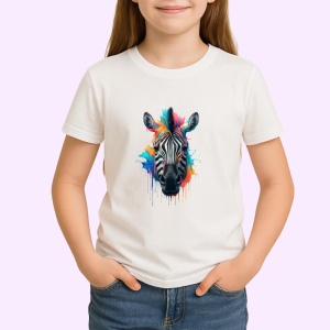 Tricou Zebra cu pete de culoare si fundal alb Copii | Dama | Barbat
