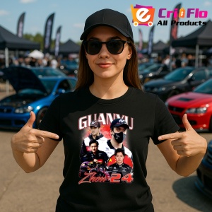 Tricou Zhou Guanyu Poster Colaj Portret Costum Negru Alb Formula 1, Copii | Dama | Barbat - Img 6