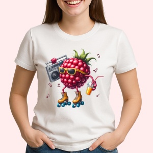 Tricou Zmeura amuzanta de vara party pe role, Fructe, Copii | Dama - Img 2