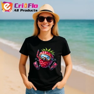 Tricou Zmeura amuzanta de vara scafandru, Fructe, Copii | Dama, culoare negru - Img 11