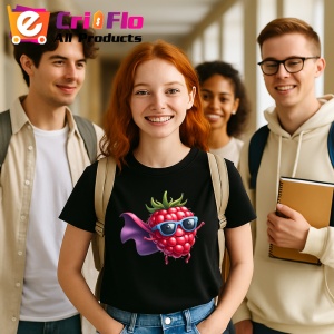 Tricou Zmeura amuzanta de vara tobosar, Fructe, Copii | Dama, culoare negru - Img 10