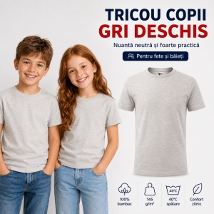 Tricouri copii simple din bumbac 100% – fete și băieți, 20 culori - Img 13