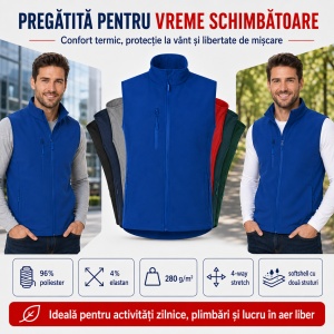 Vestă Bărbați tip Jachetă fără Mâneci, Softshell cu Fermoar – Trail 568 - Img 7