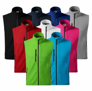 Imagine de prezentare pentru vesta calduroasa fleece unisex si culorile disponibile rosu, purpuriu, gri, verde, negru, turcoaz
