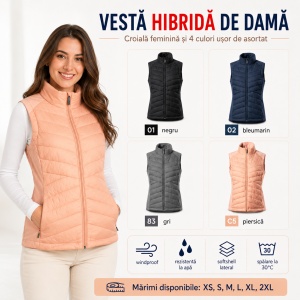 Vestă Damă tip Jachetă Hibridă Matlasată și Softshell – Cross 558