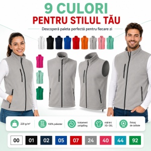 Vestă Polar Fleece tip Jachetă Călduroasă Unisex cu Buzunar în Față – Malfini Exit 525 - Img 7