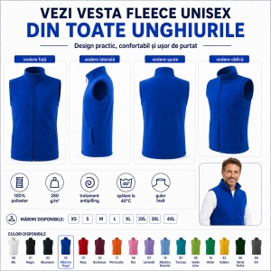 Vesta Polar Fleece Unisex Bărbat cu Fermoar Malfini Next 518 – 280 g/m² - Img 6