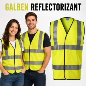 Vestă Reflectorizantă Unisex Bărbat Damă Profesională de Lucru și Semnalizare – HV Bright 9V3 - Img 11