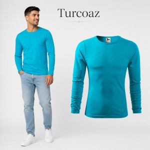 Bluză Bărbați Malfini 100% Bumbac, Mâneci Lungi, Slim Fit, 160 g/m², Guler Rotund, Mărimi S–3XL - Img 21