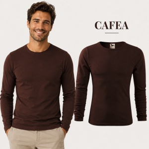 Bluză Bărbați Malfini FIT-T LS 119, 100% Bumbac, Mâneci Lungi, Slim Fit, 160 g/m², Guler Rotund - Img 16