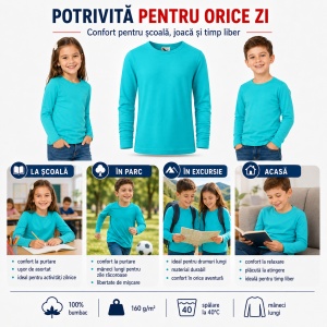 Bluză copii cu mânecă lungă FIT-T LS 121 – 100% bumbac, fete și băieți - Img 5