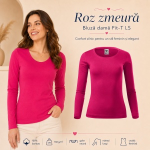 Bluză Damă cu Mânecă Lungă, 100% Bumbac, 169 Fit-T LS, slim fit cambrat – 14 Culori, XS–3XL - Img 15