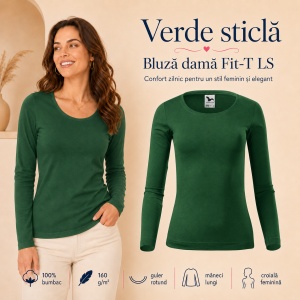 Bluză Damă cu Mânecă Lungă, 100% Bumbac, 169 Fit-T LS, slim fit cambrat – 14 Culori, XS–3XL - Img 25