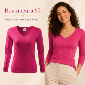 Bluză Damă Malfini Elegance 127 cu Mânecă Lungă și Guler V, 95% Bumbac – XS–3XL - Img 16
