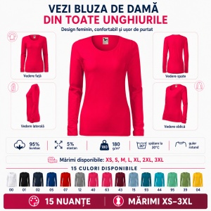 Bluză de Femei cu Mâneci Lungi | 15 culori disponibile -139 - Img 7