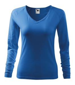 Bluza pentru femei maneca lunga guler in V de culoare albastru regal