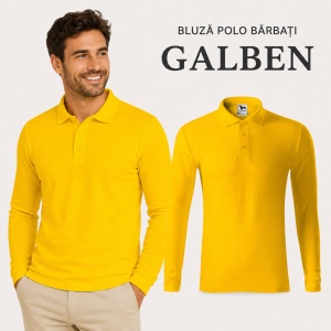 Bluză polo bărbați Malfini Pique Polo LS 221, mânecă lungă, 65% bumbac, 200 g/m² - Img 16