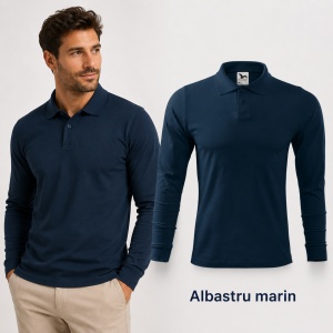 Bluză polo bărbați Malfini Single J. LS 211, mânecă lungă, 100% bumbac - Img 13