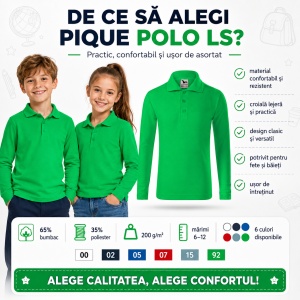 Bluză Polo Copii Simplă pentru Uniforma Școlară - Img 2