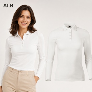 Bluză Polo Damă cu Mânecă Lungă Malfini, Croială Cambrată, Guler Polo Raiat, 4 Nasturi, 10 Culori, Mărimi XS–2XL - Img 14