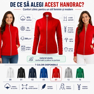 Bluză tip Hanorac Damă fără Glugă cu Fermoar Malfini 409 Viva – 300 g/m² - Img 2