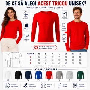 Bluză Tricou Unisex cu Mânecă Lungă Progress LS, 100% Bumbac, 150 g/m², Mărimi XS–3XL - Img 2