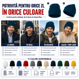 Căciulă Bărbați Unisex tip Beanie, Călduroasă, Tricotată și Modernă – 315 - Img 8