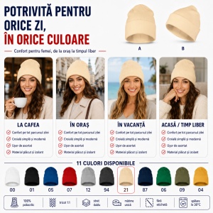 Căciulă Damă tip Beanie, Călduroasă, Tricotată și Modernă – Beanie 315 - Img 7