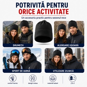 Căciulă Polar Fleece Unisex 2 în 1 – Căciulă sau Fular Malfini Practic 519 - Img 5