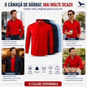 Cămașă bărbați cu mânecă lungă Malfini 209 Style LS, 100% bumbac, croială regular fit, guler clasic și buzunar la piept - Img 7