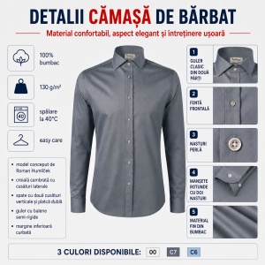 Cămașă Bărbați cu Mânecă Lungă Malfini Premium 264 Journey, 100% Bumbac, Croială Cambrată, Easy Care, 130 g/m² - Img 3