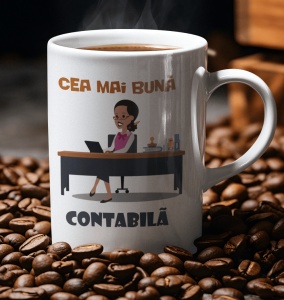 Cana alba personalizata cu mesajul - Cea mai buna contabila - cadou