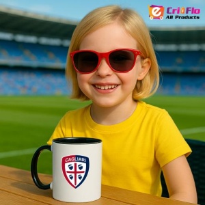 Cana Cagliari Calcio Italia , cu logoul stema echipei, Cadoul Perfect - Img 38