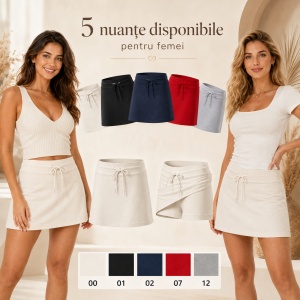 Fustă Damă 2 în 1 tip Fustă-Pantalon cu Pantaloni Scurți, Casual Sport și Elastică – Two in One 604 - Img 5