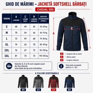 Geacă Bărbați tip Jachetă Softshell cu Fleece, Modernă și Confortabilă – Casual 550 - Img 4