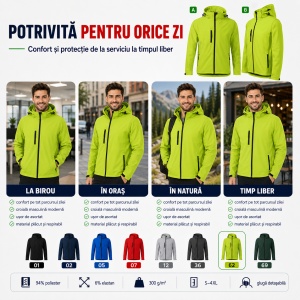 Geacă Bărbați tip Jachetă Softshell cu Glugă Detașabilă, Impermeabilă și Elastică – Performance 522 - Img 6