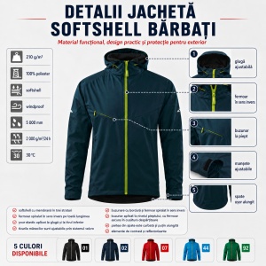 Geacă Bărbați tip Jachetă Softshell cu Glugă, Impermeabilă și Rezistentă la Vânt – Cool 515 - Img 2