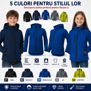Geacă Copii tip Jachetă Softshell cu Glugă Detașabilă, Impermeabilă și Elastică – Performance 535 - Img 7