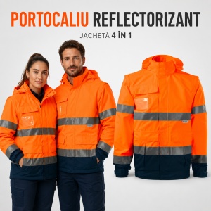 Geacă Unisex Bărbat Damă tip Jachetă și Vestă de Lucru 4 în 1, Reflectorizantă și Impermeabilă – HV Guard - Img 12