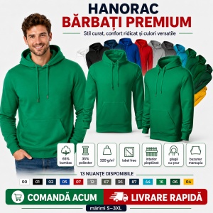 Hanorac Bărbați F13 Cape Free cu Glugă, 65% Bumbac, 320 g/m², 13 Culori, S–3XL - Img 8