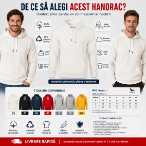 Hanorac Bărbați Malfini 840 Break – 280 g/m², 80% Bumbac, S–3XL - Img 2