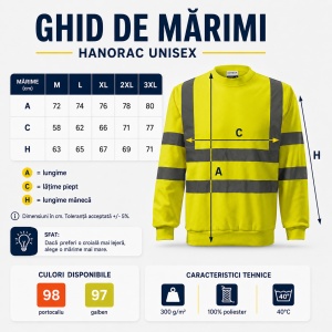 Hanorac bluză reflectorizantă unisex fără glugă, damă și bărbat, benzi 3M - Img 4
