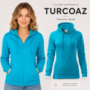 Hanorac Damă cu Fermoar și Glugă Malfini 411 Trendy Zipper – 300 g/m² - Img 23