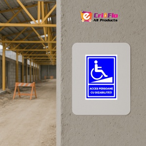Indicator Acces persoane cu dizabilitati cu rampa, Sticker autocolant - Img 5
