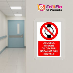 Indicator Accesul interzis cu ceasuri mecanice sau digitale indicator de interzicere, Sticker autocolant - Img 5