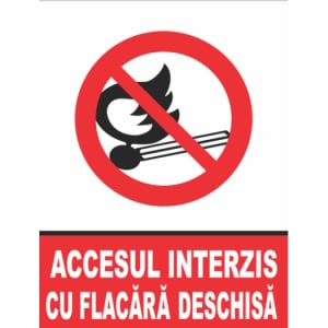 Indicator Accesul interzis cu flacara deschisa, Sticker autocolant